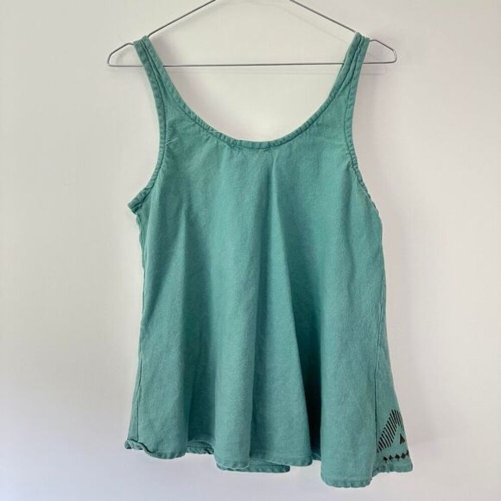 Scorpion Handicraft Teal Organic Cotton Hand Block Print Flowy Tank Top - Picture 5 of 7